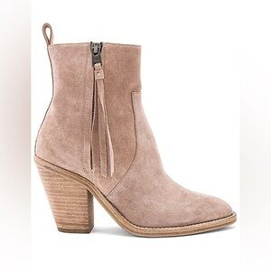 All Saints / Lorna taupe beige western block heel suede ankle boots Booties 37 7